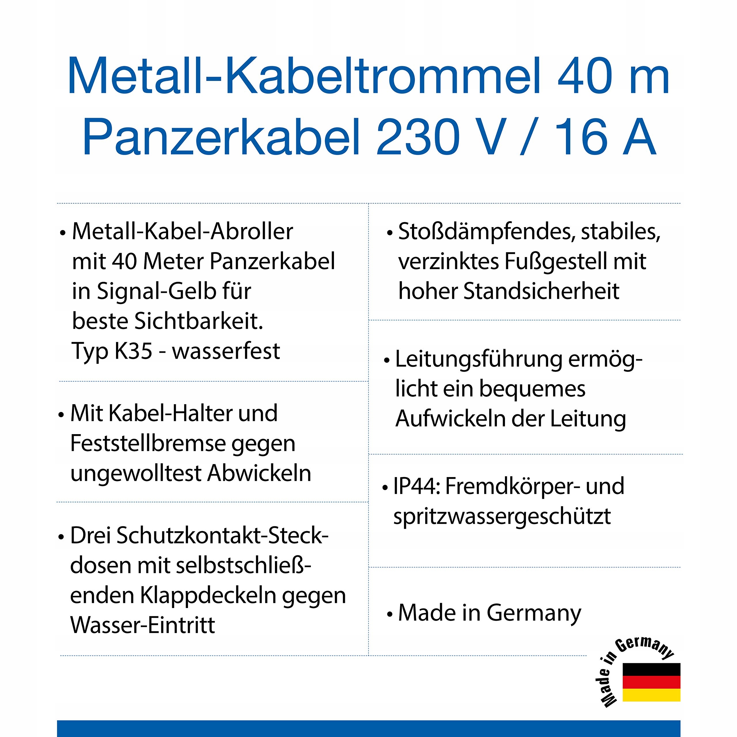 SCHWABE Bęben Kablowy 40m 3 Gniazda IP44 Ochrona Termiczna — miniatura 6