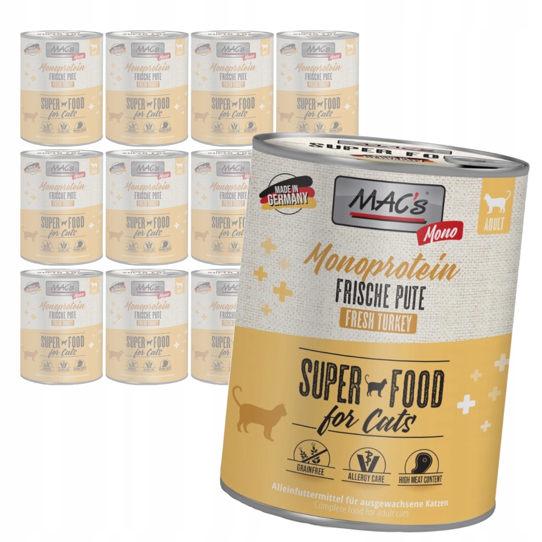 MAC's 12x800g Monoproteinové Mokré Krmivo Pro Kočky Krůta