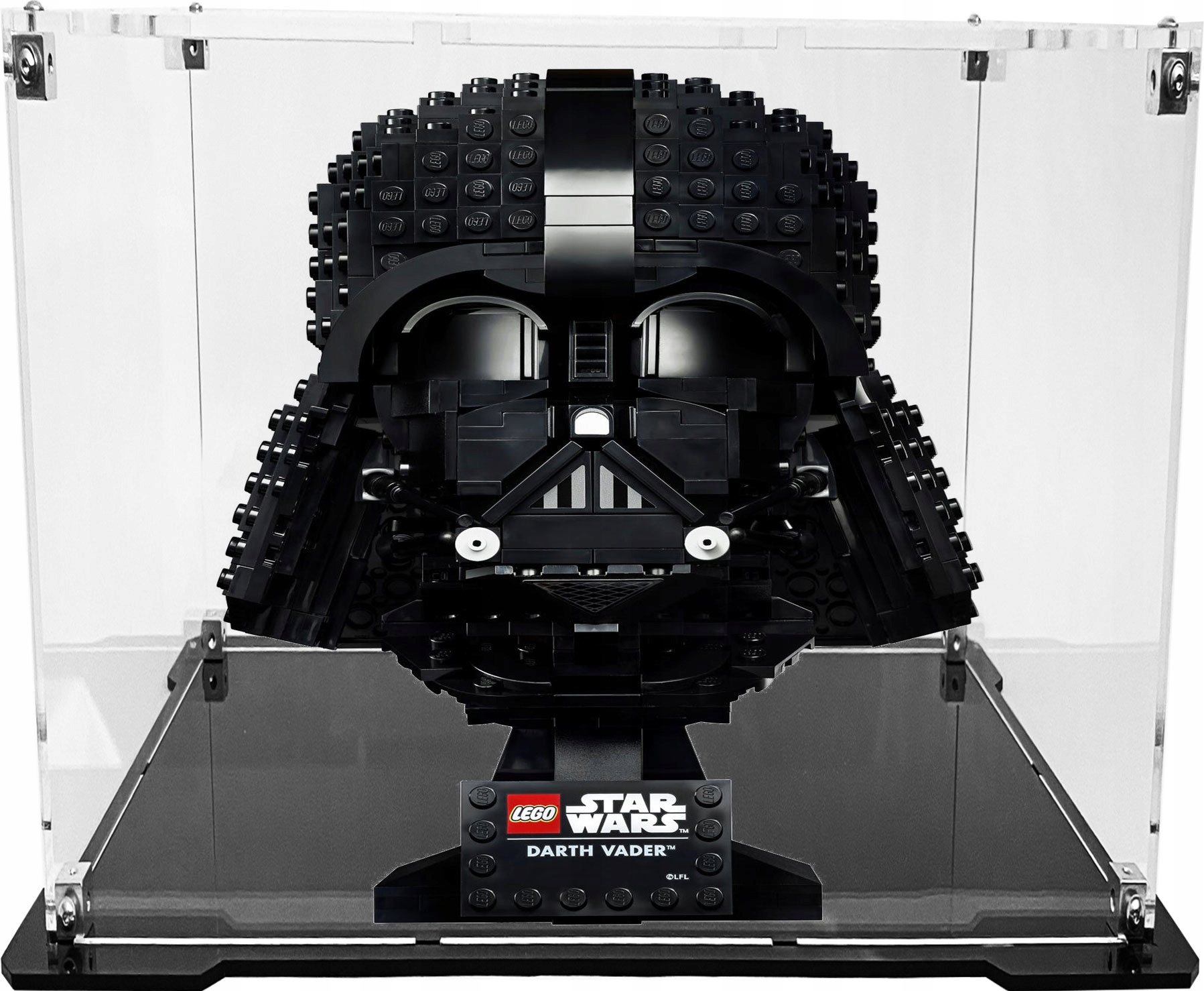 Vitrína s černou základnou pro stavebnici Lego 75304 Helma Dartha Vadera