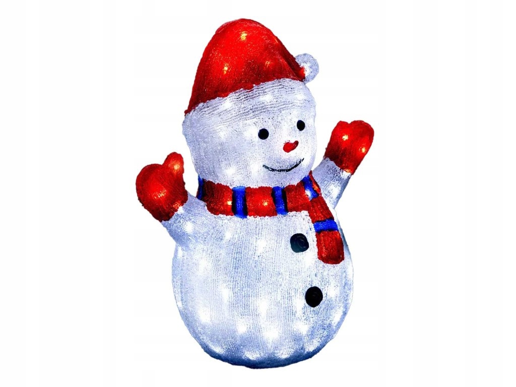 Dekoračný vianočný snehuliak Led, 48 cm