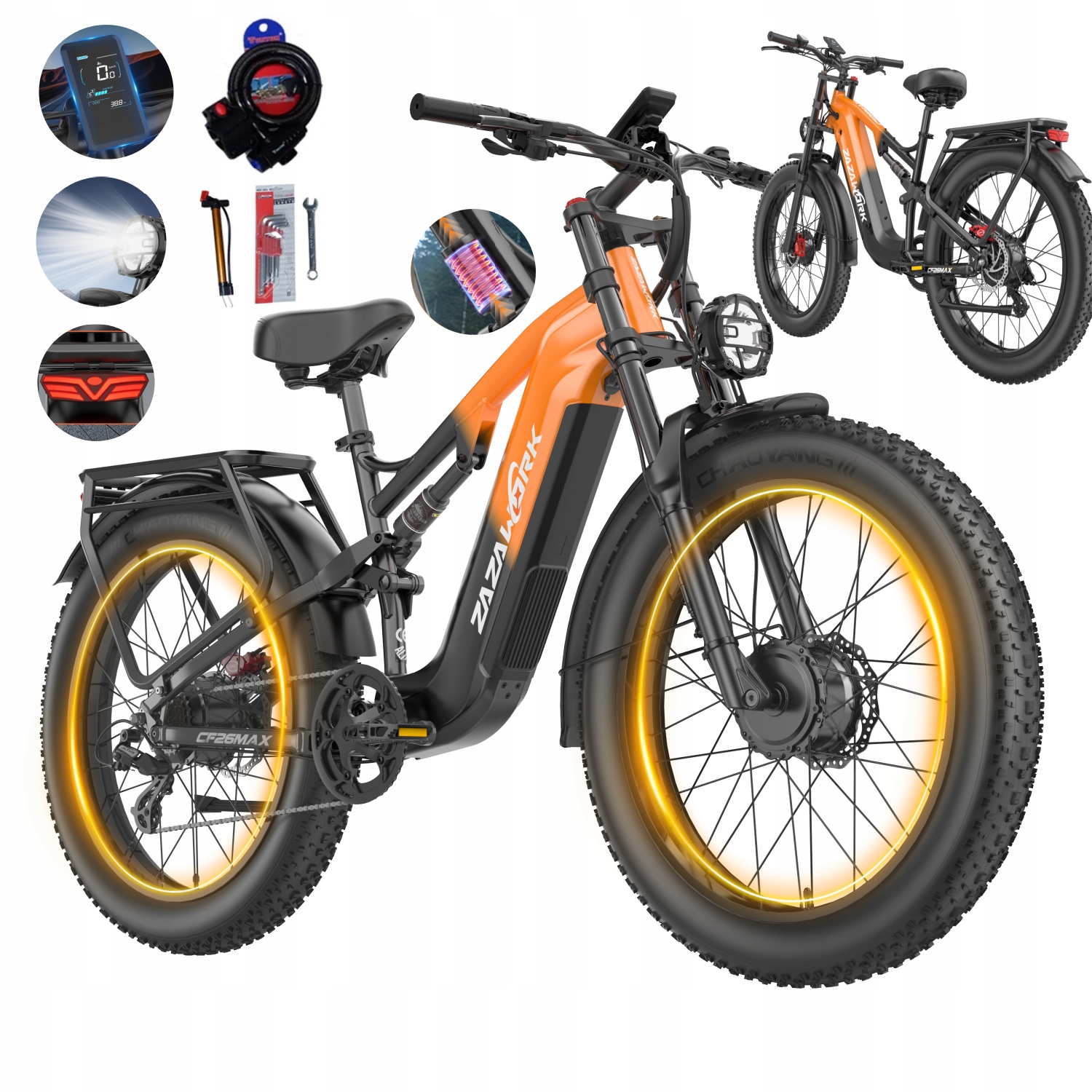 Elektrické vozidlo Zazawork CF26 Max terénní 2000W 25AH 50KM/H 150km 26"