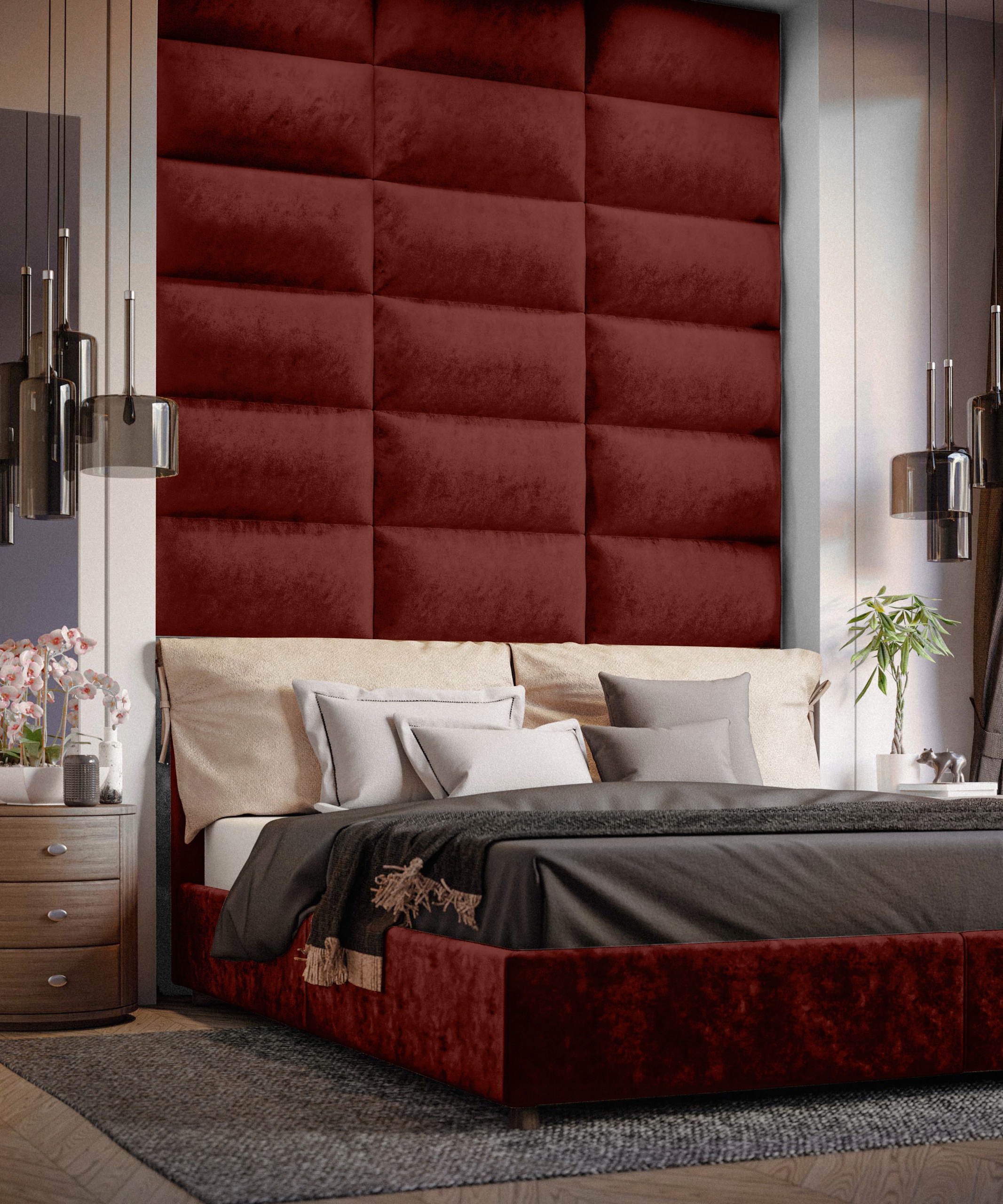 PANELE TAPICEROWANE ŚCIENNE WEZGŁOWIE 3D 50x30 Wysokość mebla 30 cm