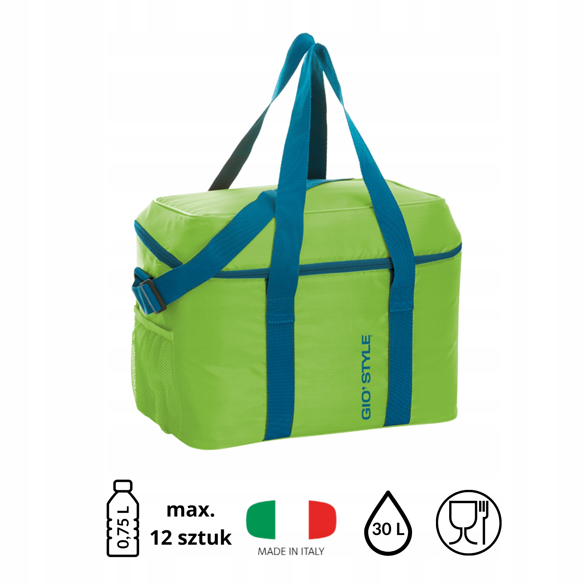 Torba termiczna 30L Kamai Gio Style na ramię, zielona, z kieszenią boczną i