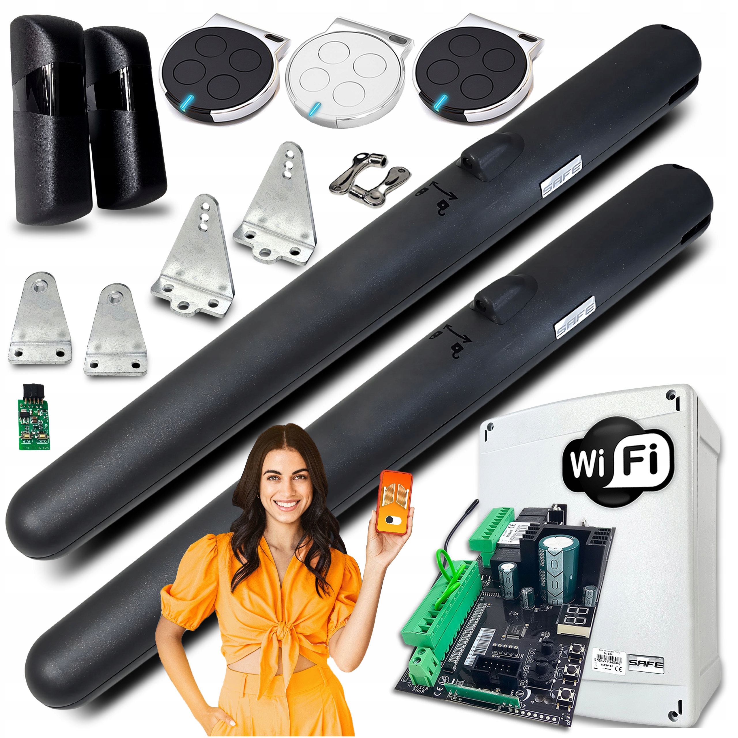 Pohon Pro Dvoukřídlovou Bránu Automat ovladače sada pohonu 5 m Wifi Tuya