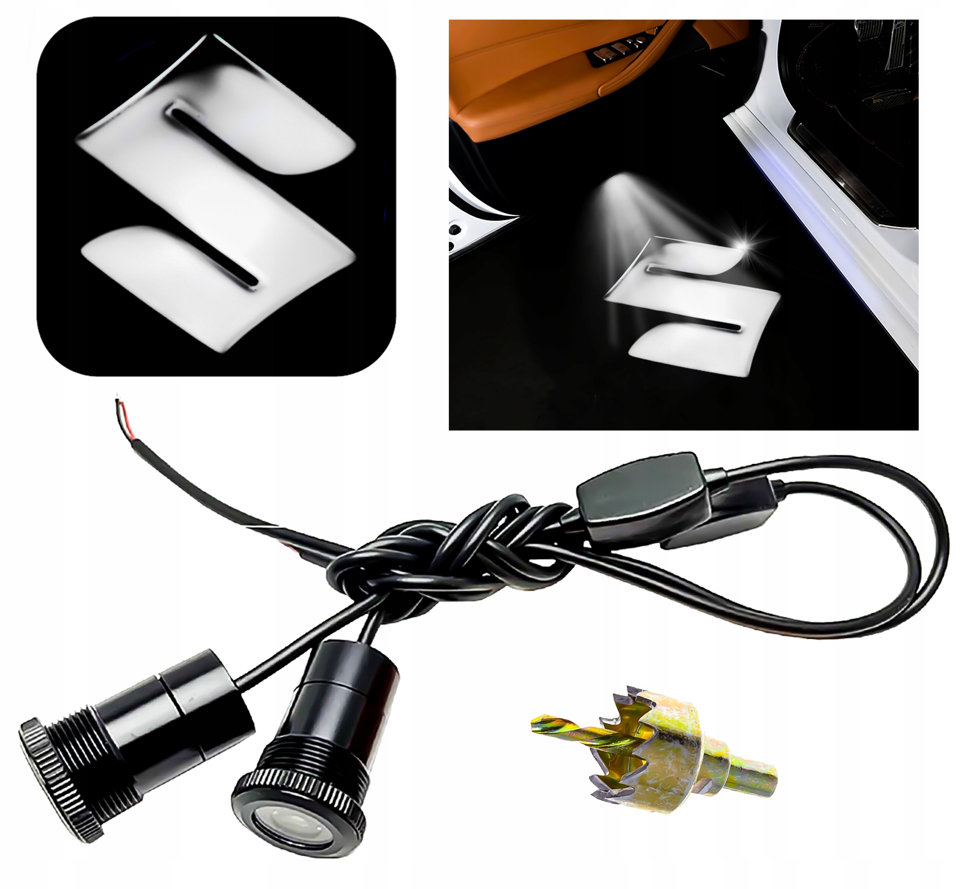 2X LED LOGO PROJEKTOR SUZUKI VITARA SX4 SWACE SWIFT IGNIS JIMNY LAMPKA 12V