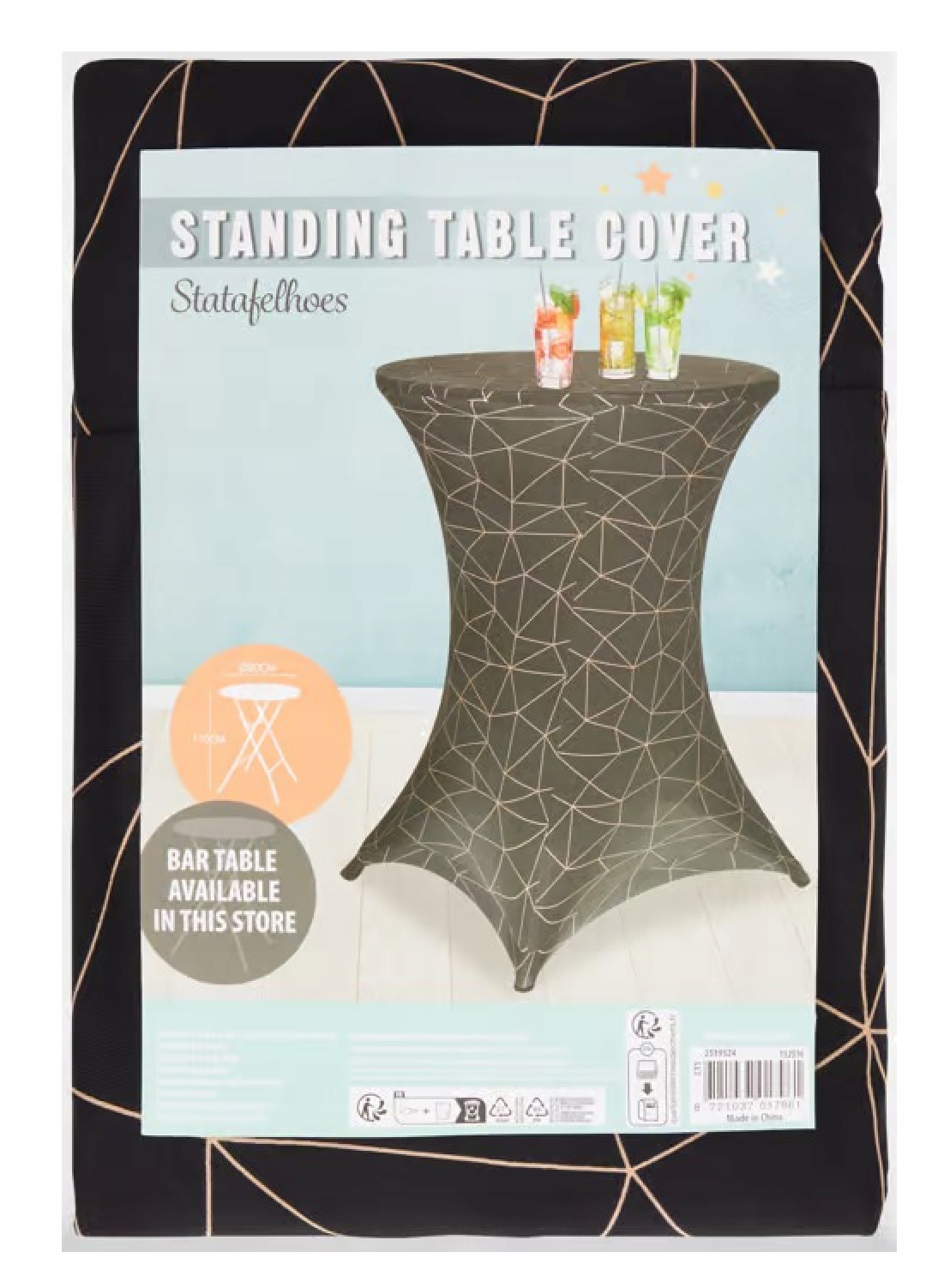 Ochranný obal na stůl barový stůl 80 cm x 110 cm Černý Trojúhelníky