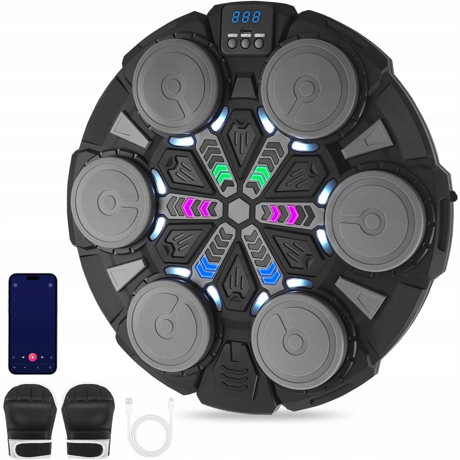 Interaktivní Boxerský Trenažér na zeď Hudba Bluetooth Rgb s rukavicemi