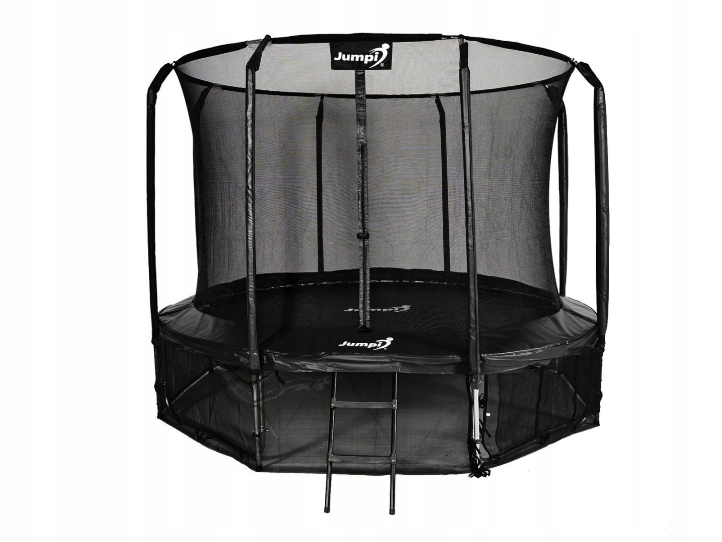 Trampolina Ogrodowa Jumpi 374cm/12FT Maxy Comfort Czarna Z Wewnętrzną Siatk