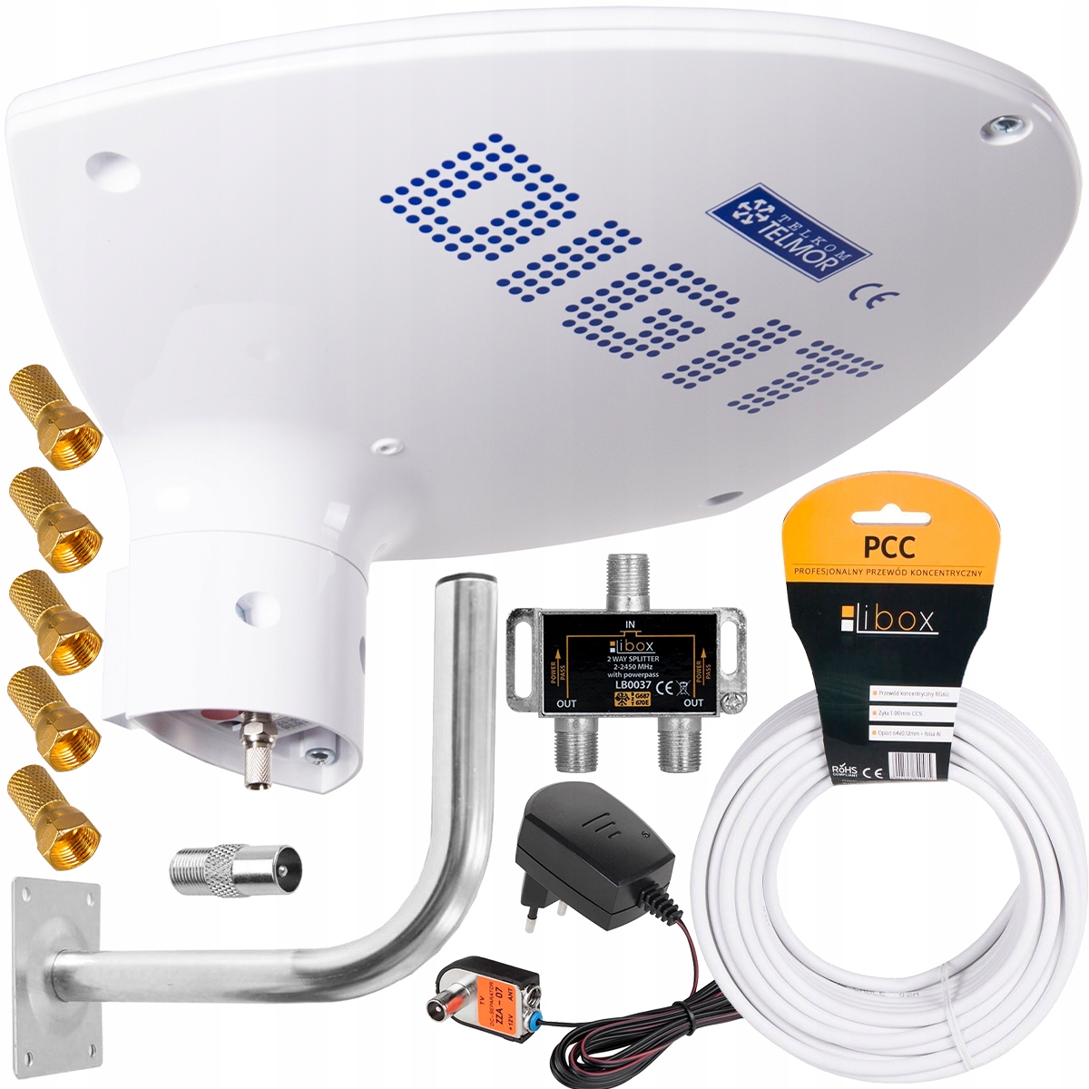 ANTENA TELMOR DIGIT ACTIVA DVB-T2 ZESTAW NA 2TV 4K