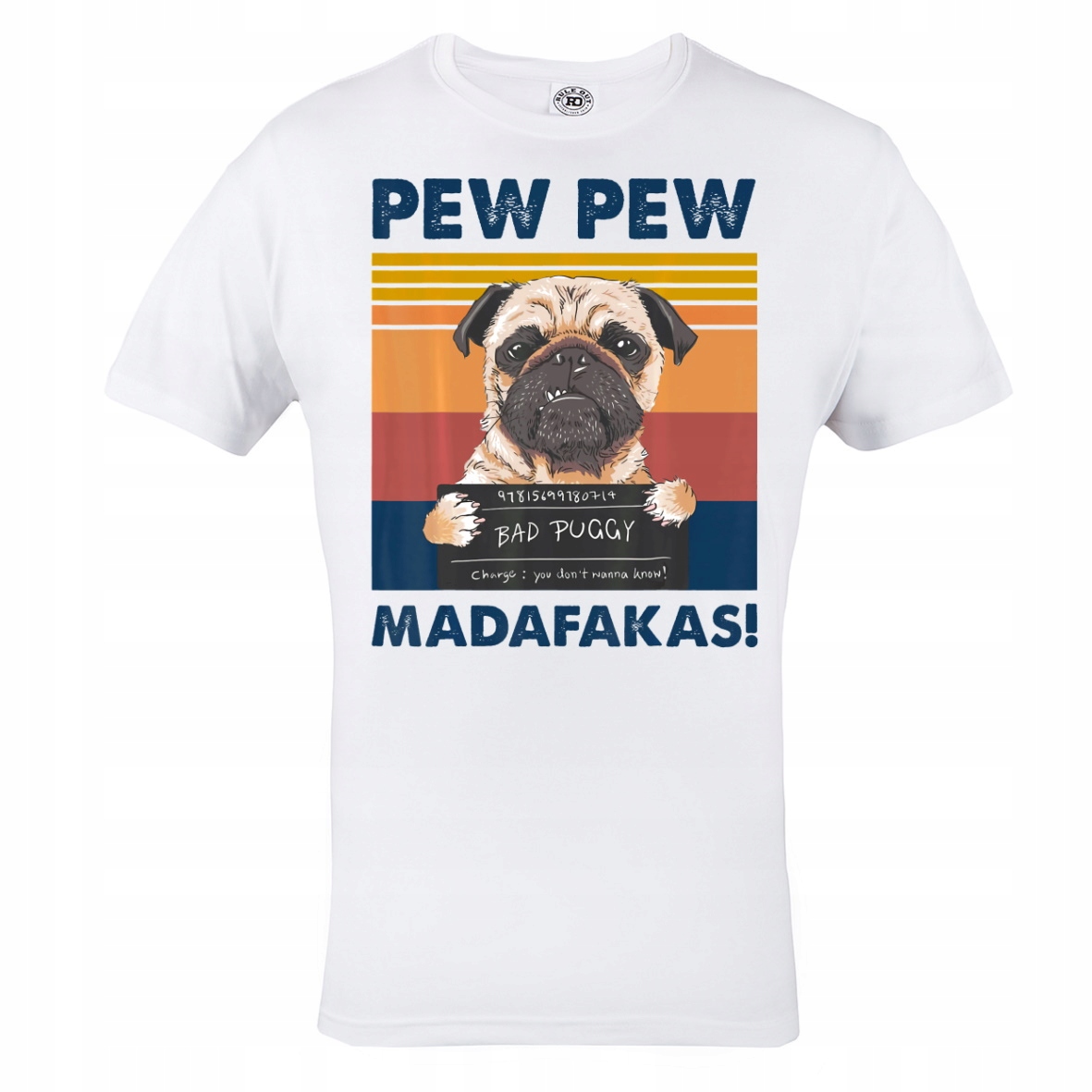 

Męska Koszulka Pies Buldog Pew Pew Madafakas