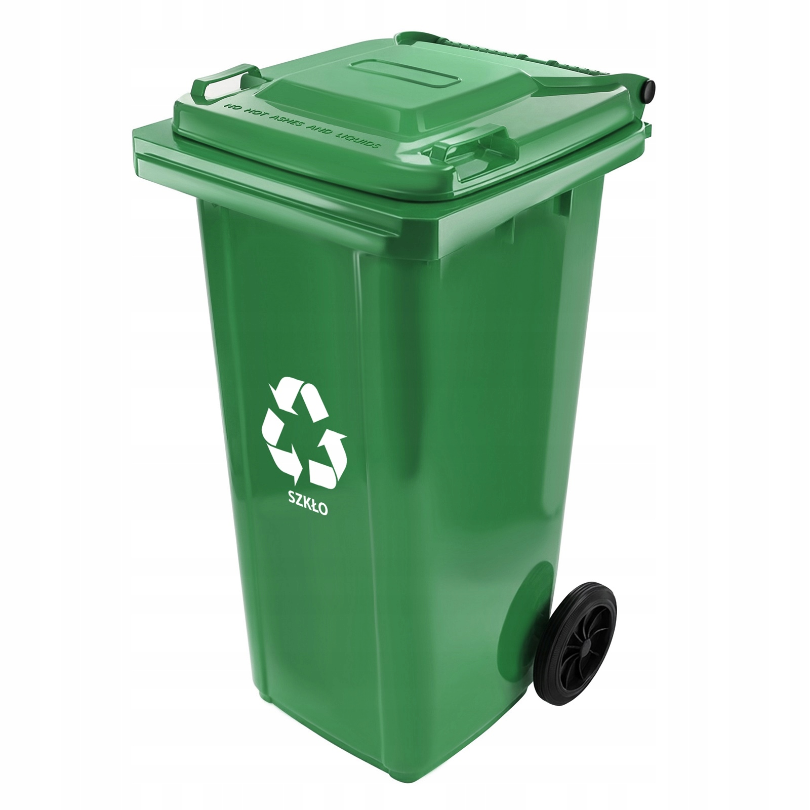 Kosz na śmieci do segregacji szkła 120 litrów zielony pojemnik na odpady