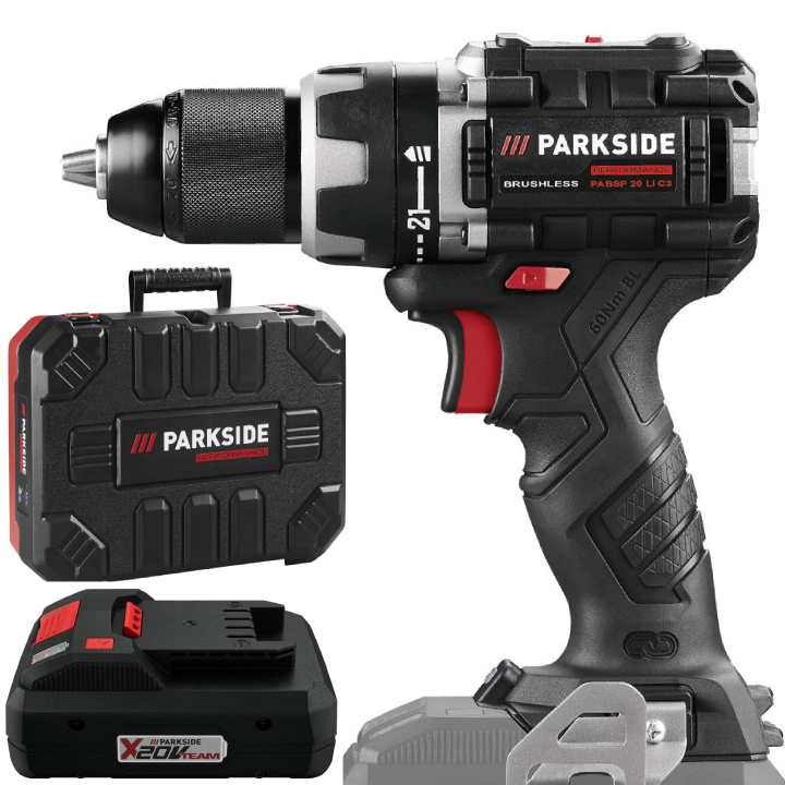 

Wiertarkowkrętarka Parkside 20V +walizka z Aku 4Ah