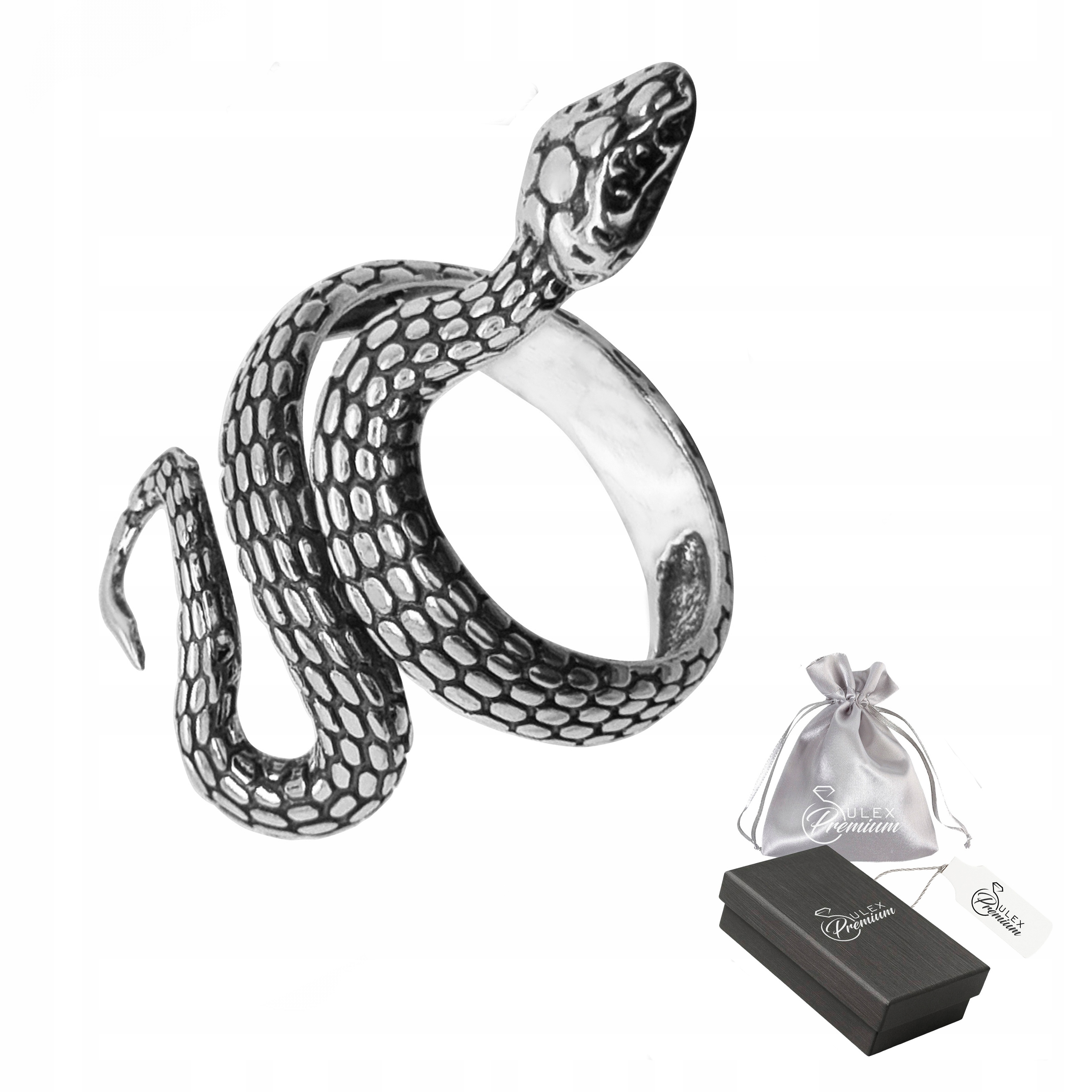 Stříbro 925 Regulovatelný Prstýnek Zmije Had Originální Oxidovaný prsten