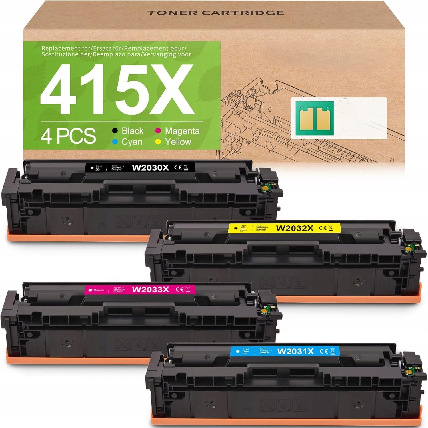 Swiss Toner 415X 4-balení s čipem kompatibilní s Hp Color LaserJet