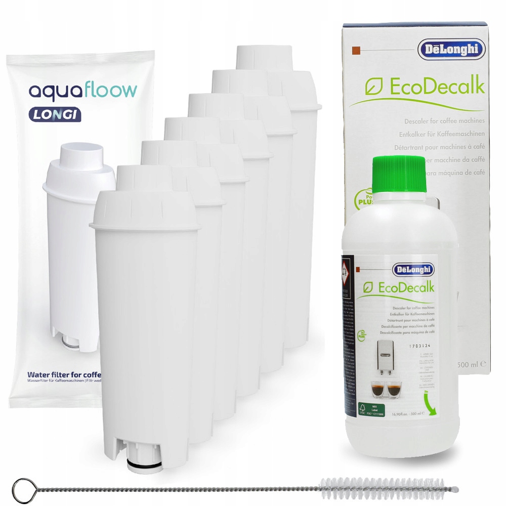 

6x Filtr Wody do Delonghi +odkamieniacz 500 zestaw