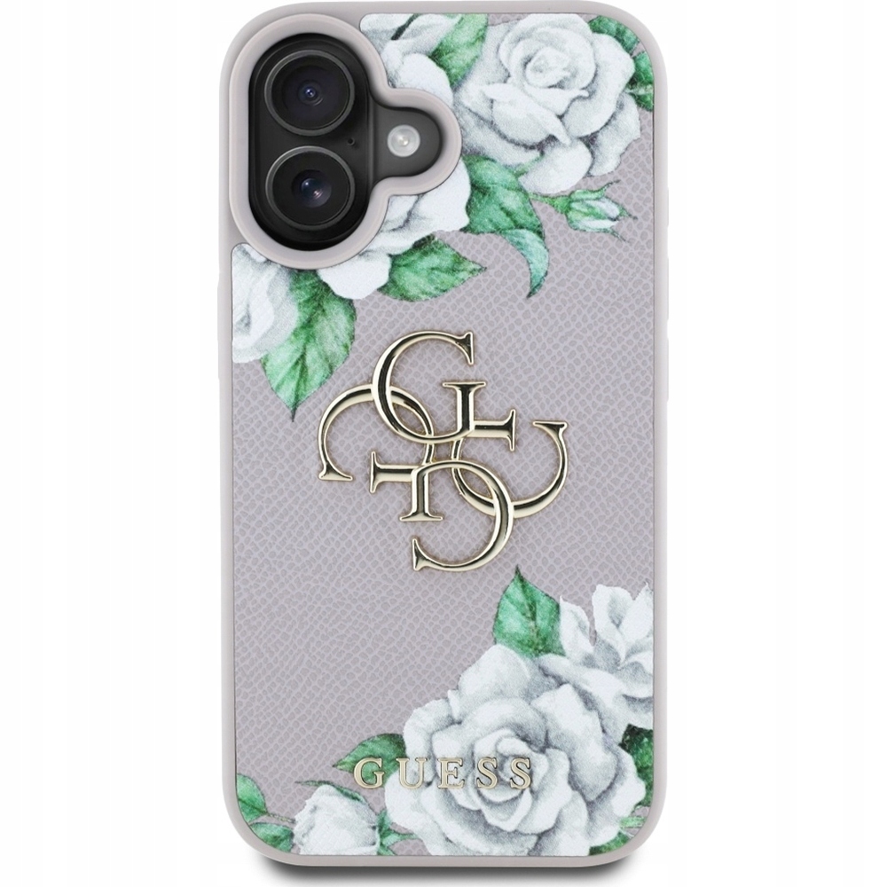 Pouzdro Guess pro iPhone 16 pouzdro z eko kůže s květinovým módním kryt na telefon