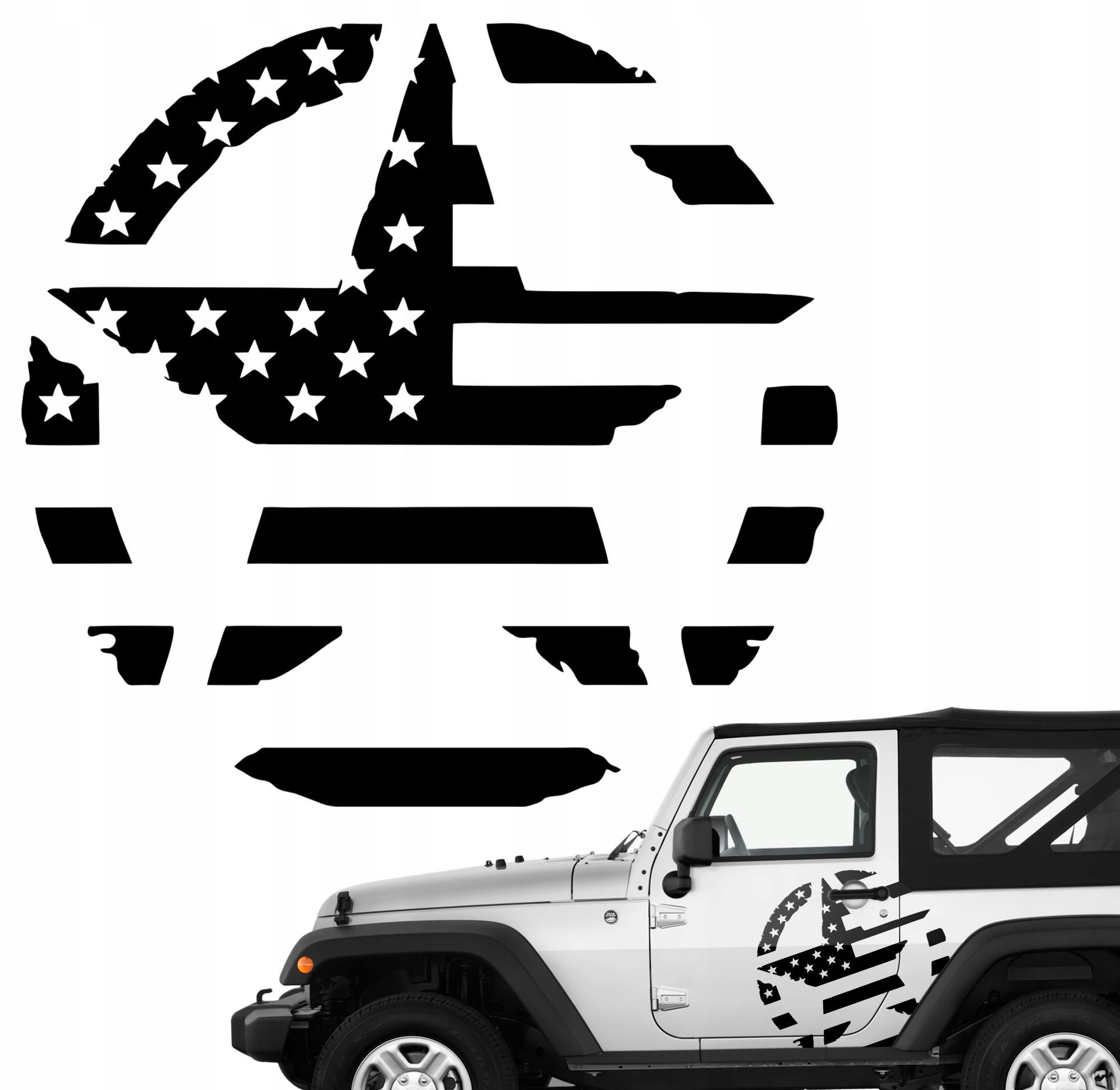 Naklejka Grafika na samochód Gwiazda Flaga Usa American Flag Military 30x29