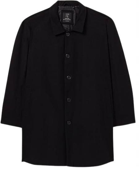 Jp 1880 Pánský Černý Hladký Klasický Kabát S Vlnou 2XL J_b