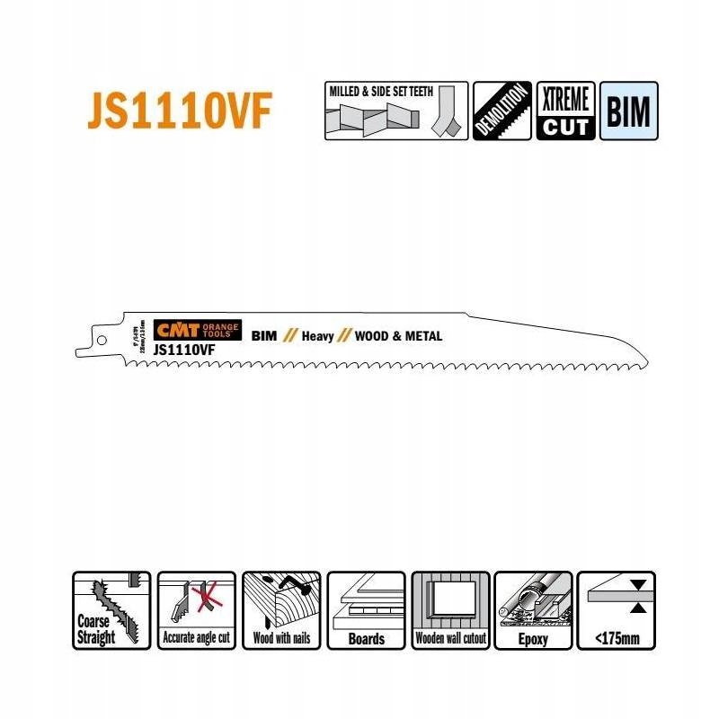 CMT PIŁA SZABLASTA 225mm 5-8TPI 5szt. JS1110VF-5