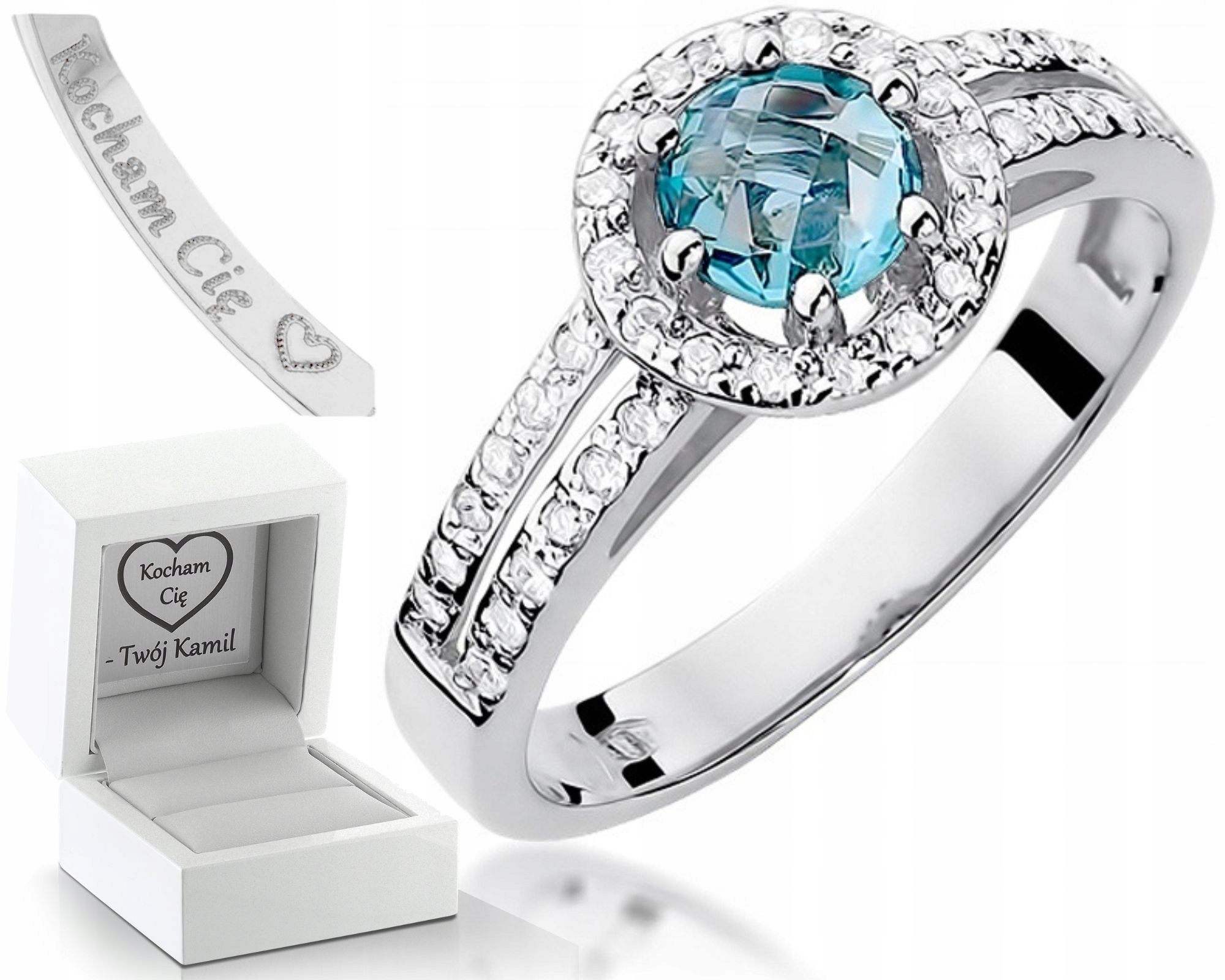 Bohatý Prstýnek Topaz Diamanty 0.585 Gravírování