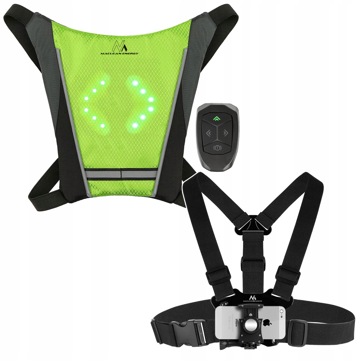 Led reflexní vesta s dálkovým ovládáním popruhy na telefon GoPro sportovní