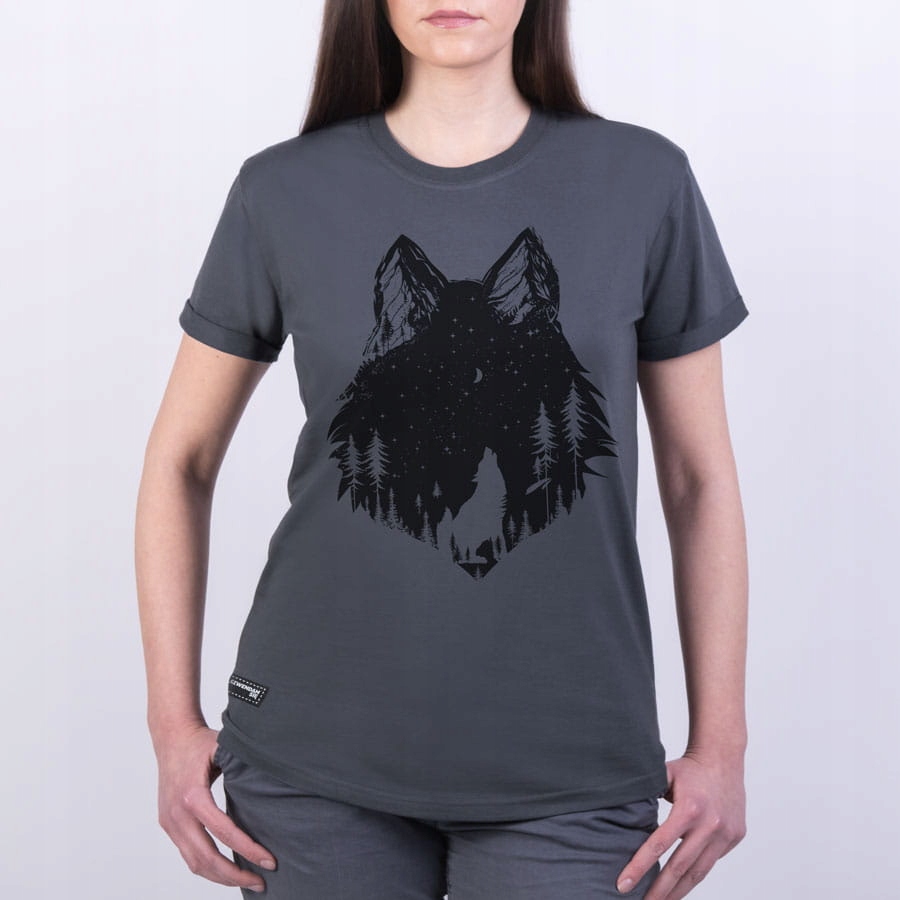 Koszulka turystyczna damska z Wilkiem odblask L