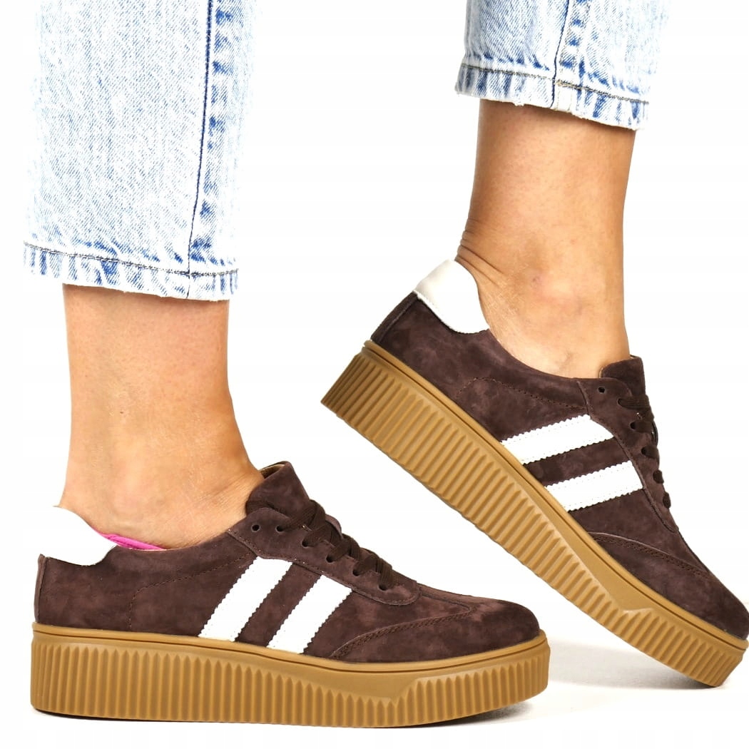 iButy Polobotky Kožené Tenisky Tmavě Hnědé Silná Podrážka Novinka