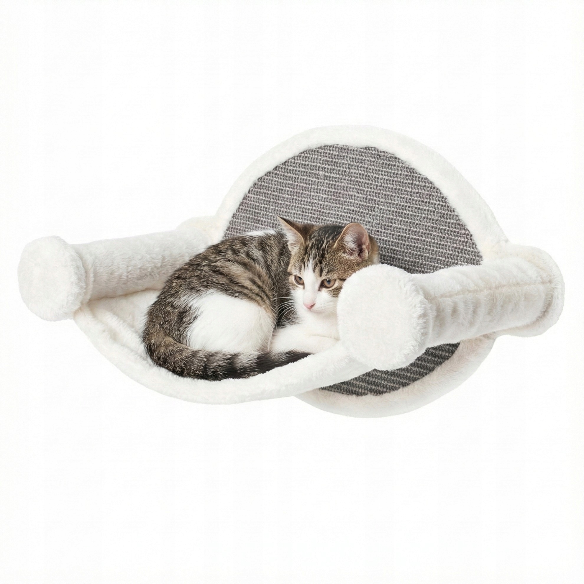 Ścienny drapak dla kota z pluszowym legowiskiem 54x28x33