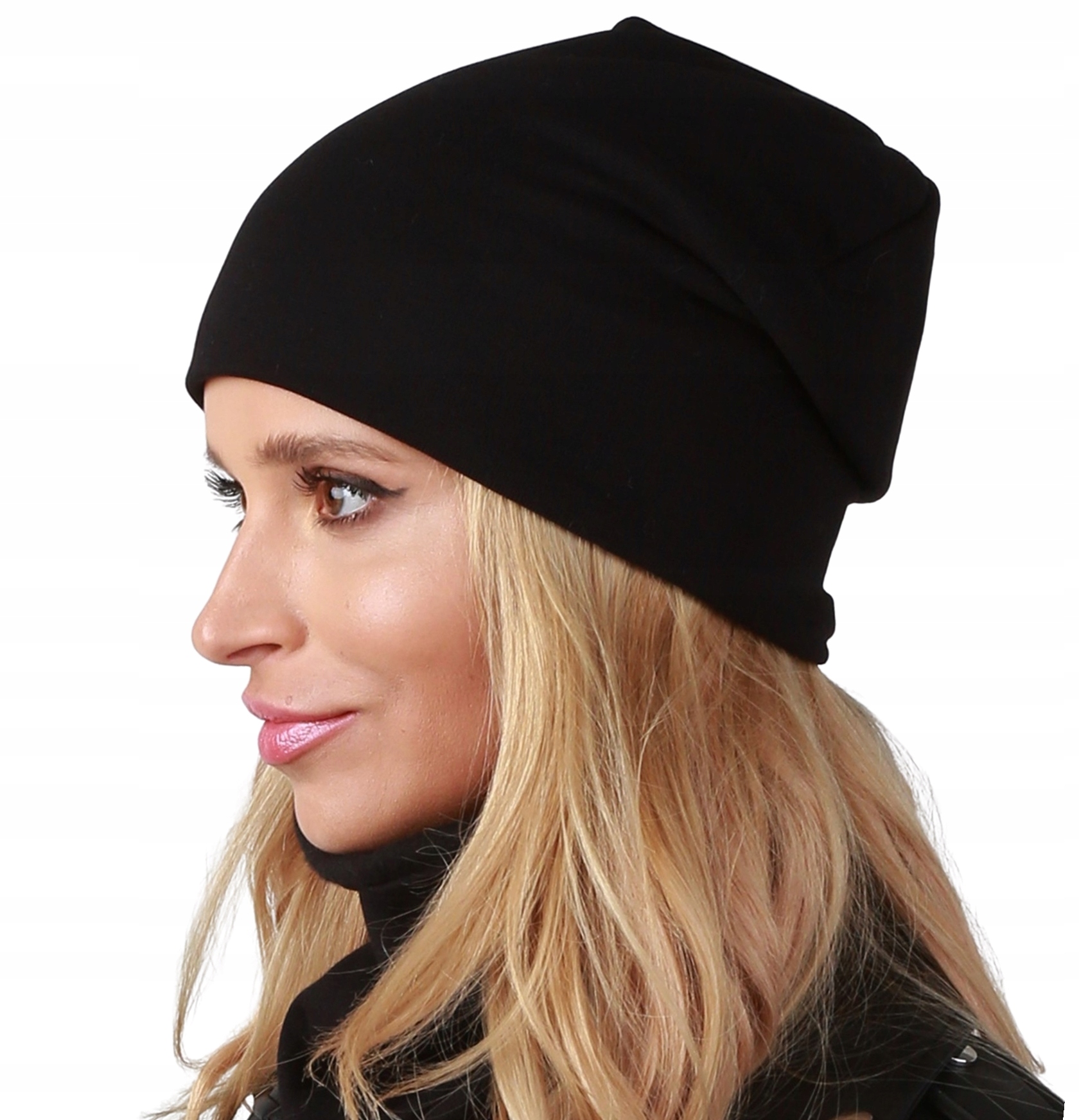 

Czarna Ciepła czapka z polarem Bawełna C3