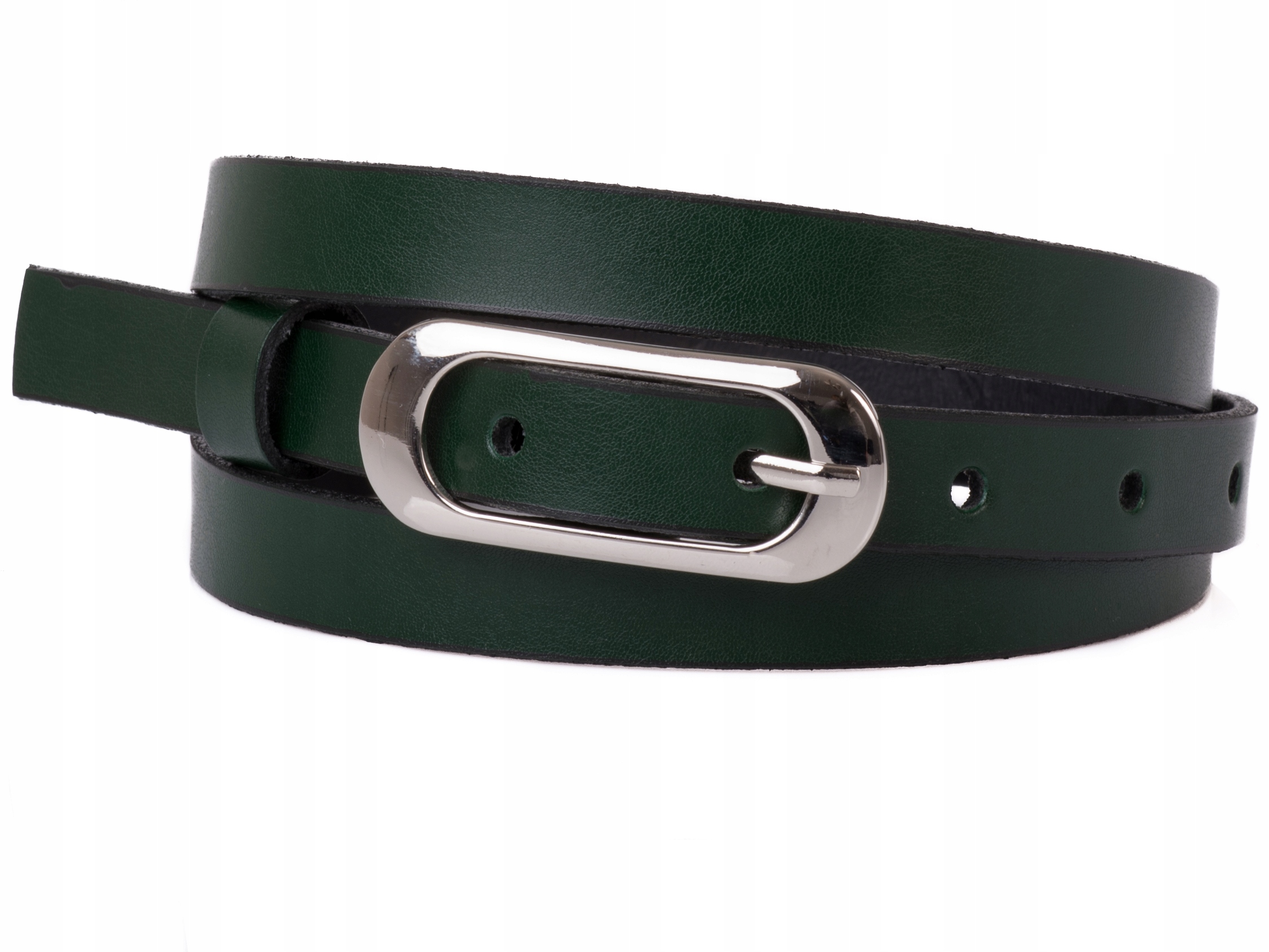 

Damski Skórzany pasek 1,5cm Butelkowa zieleń100obw