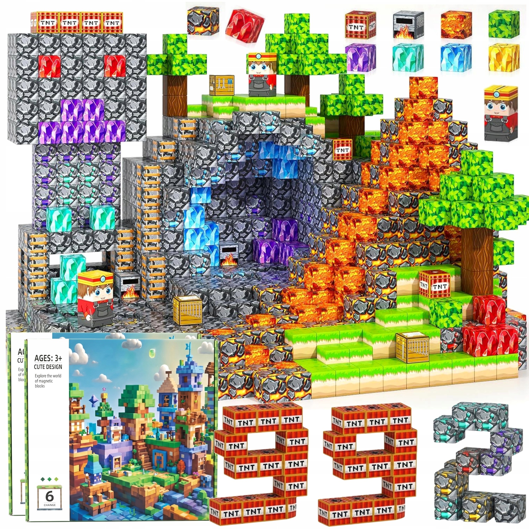 Klocki magnetyczne kostki sześciany piksele Duży Zestaw XXL Magnetic 992 el