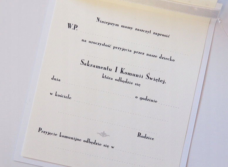 Zaproszenia na komunię komunijne ecru złote piękne Rodzaj komunia