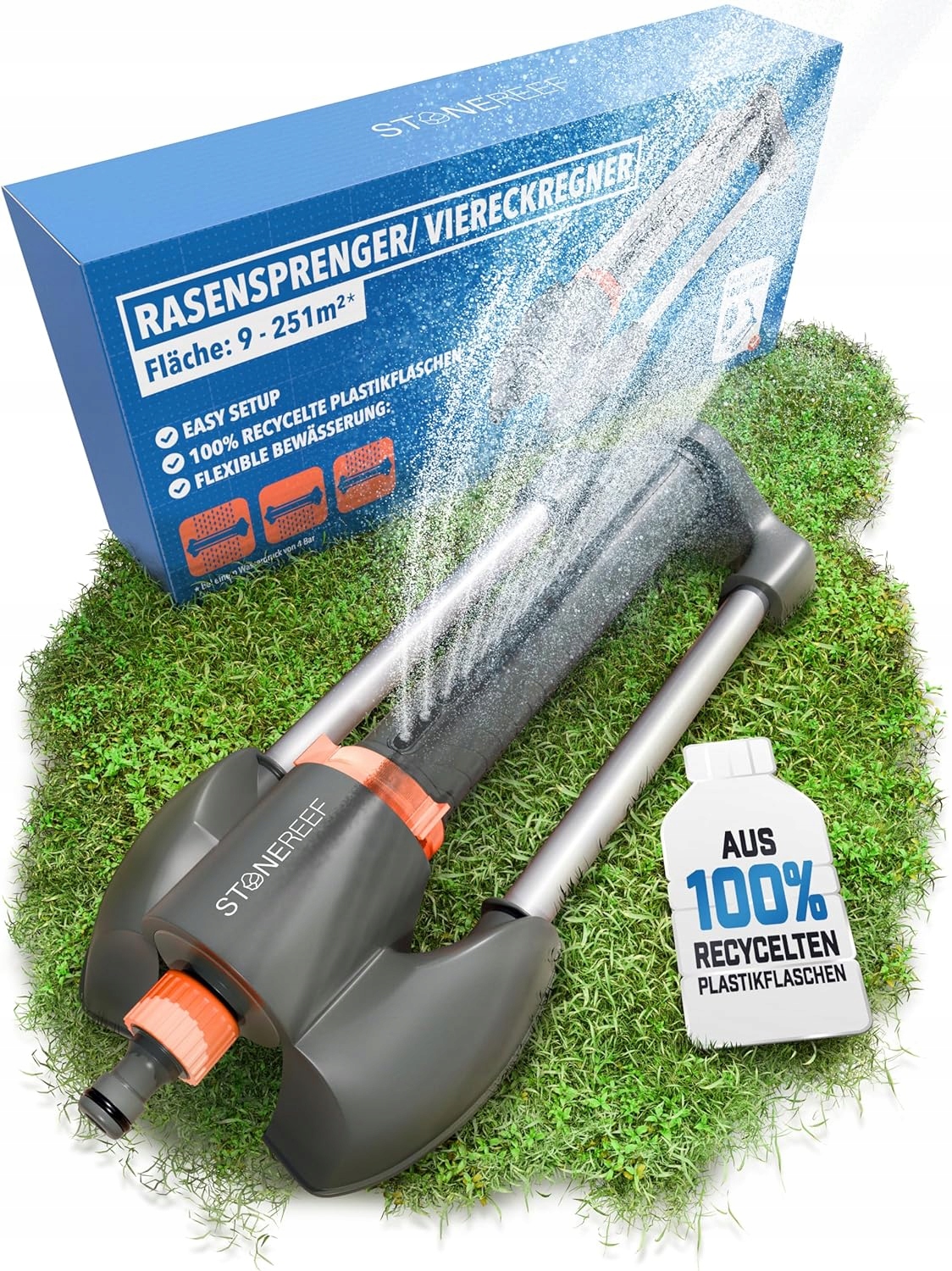 Zraszacz do trawnika długi - zraszacz 9- 251 m² STONE REEF Rasensprenger Marka inna