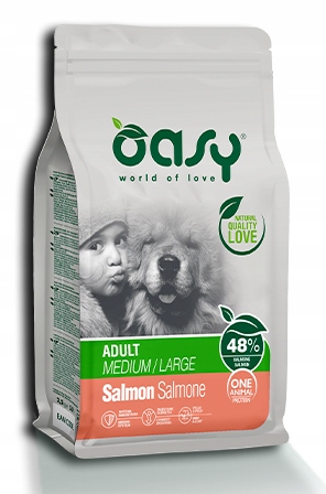 Levně suché krmivo pro psy Oasy One Protein M/L Adult losos 12 kg