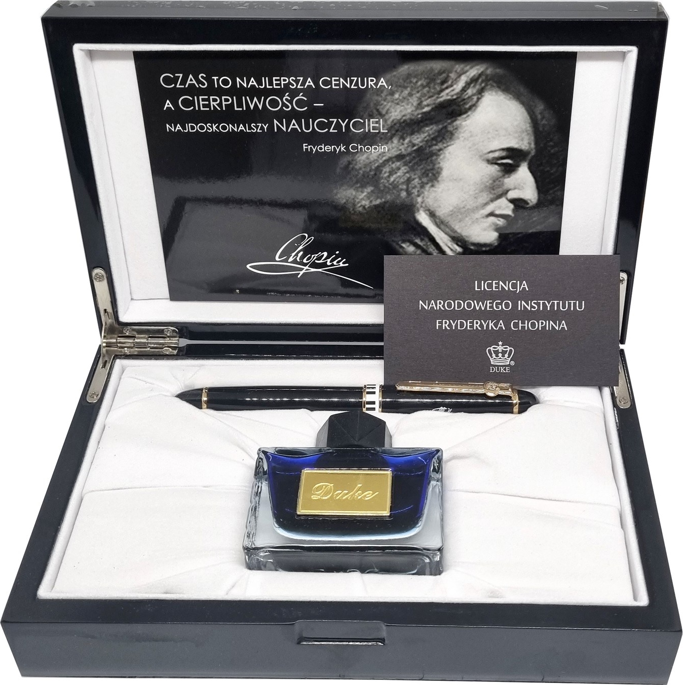 Duke Pióro Wieczne Chopin Gold Z Atramentem W Opakowaniu Drewnianym