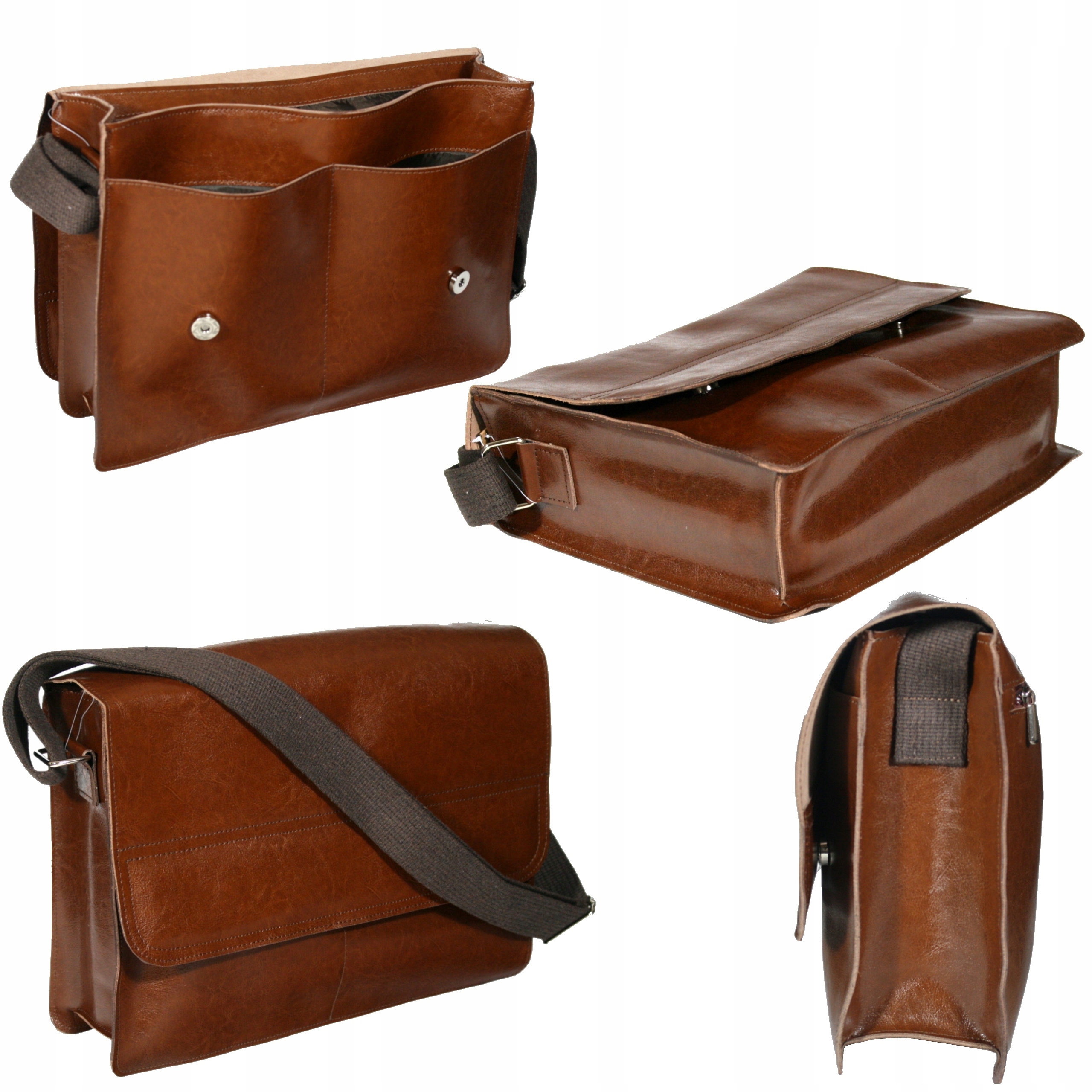 Pánská kožená taška přes rameno kabelka přes rameno vintage polská výroba A4 hnědá