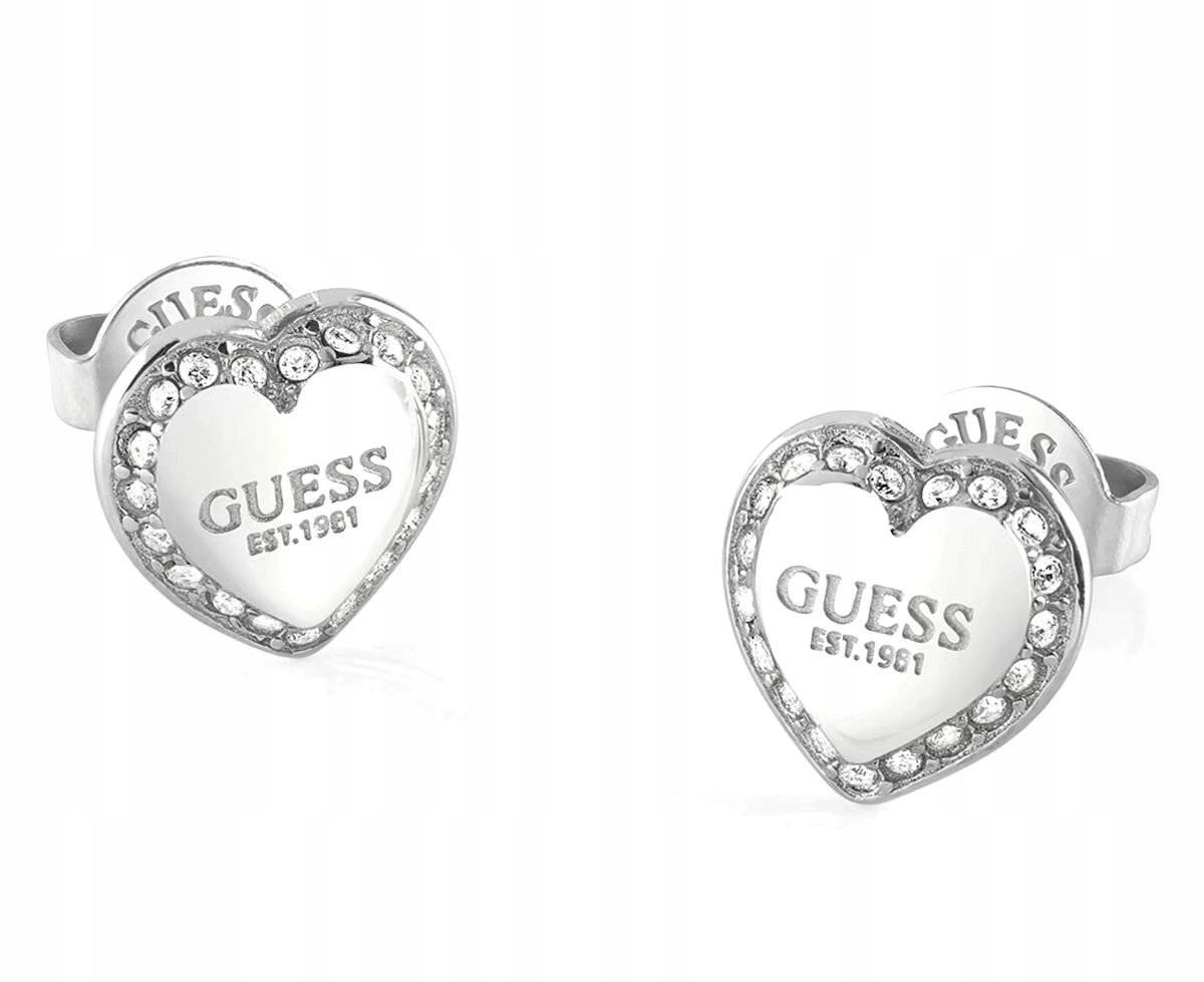 Náušnice Guess Stříbrná Srdíčka Křišťály 01427