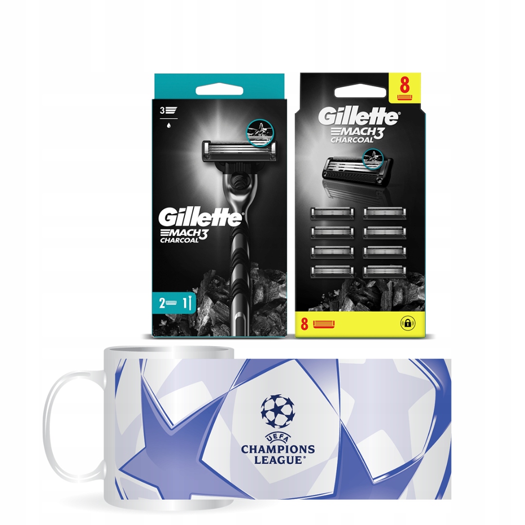 Zestaw Gillette Mach3 Charcoal Maszynka, 2 ostrza 8 ostrzy Ucl