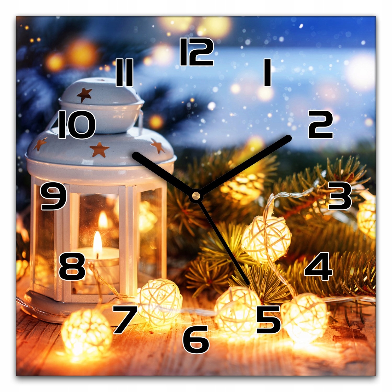 

Szklany zegar Bożonarodzeniowe lampiony 30x30 cm