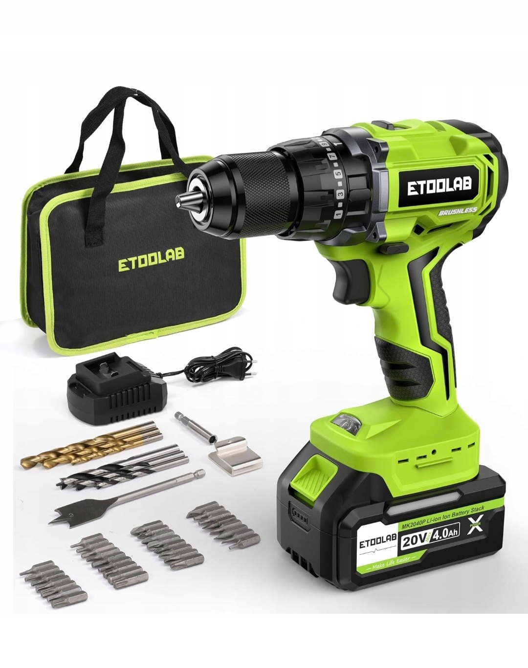 Etoolab aku vrtačka Akumulátorový 20V 70Nm Sada 42 dílů