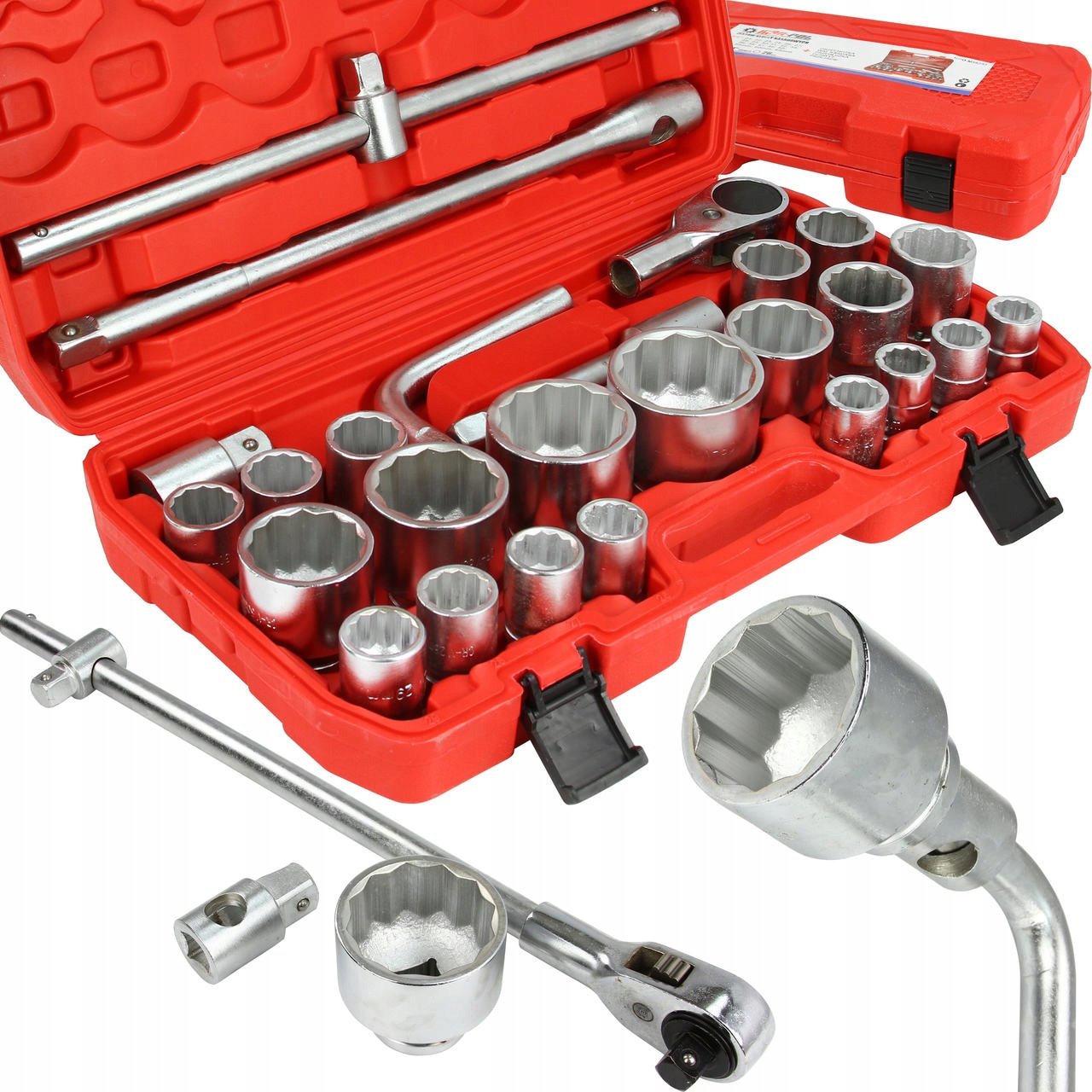 Nástrčné Kľúče 26ks 3/4'' 1'' 21-65 mm 12 Uhlové Sada Kľúčov Kufor