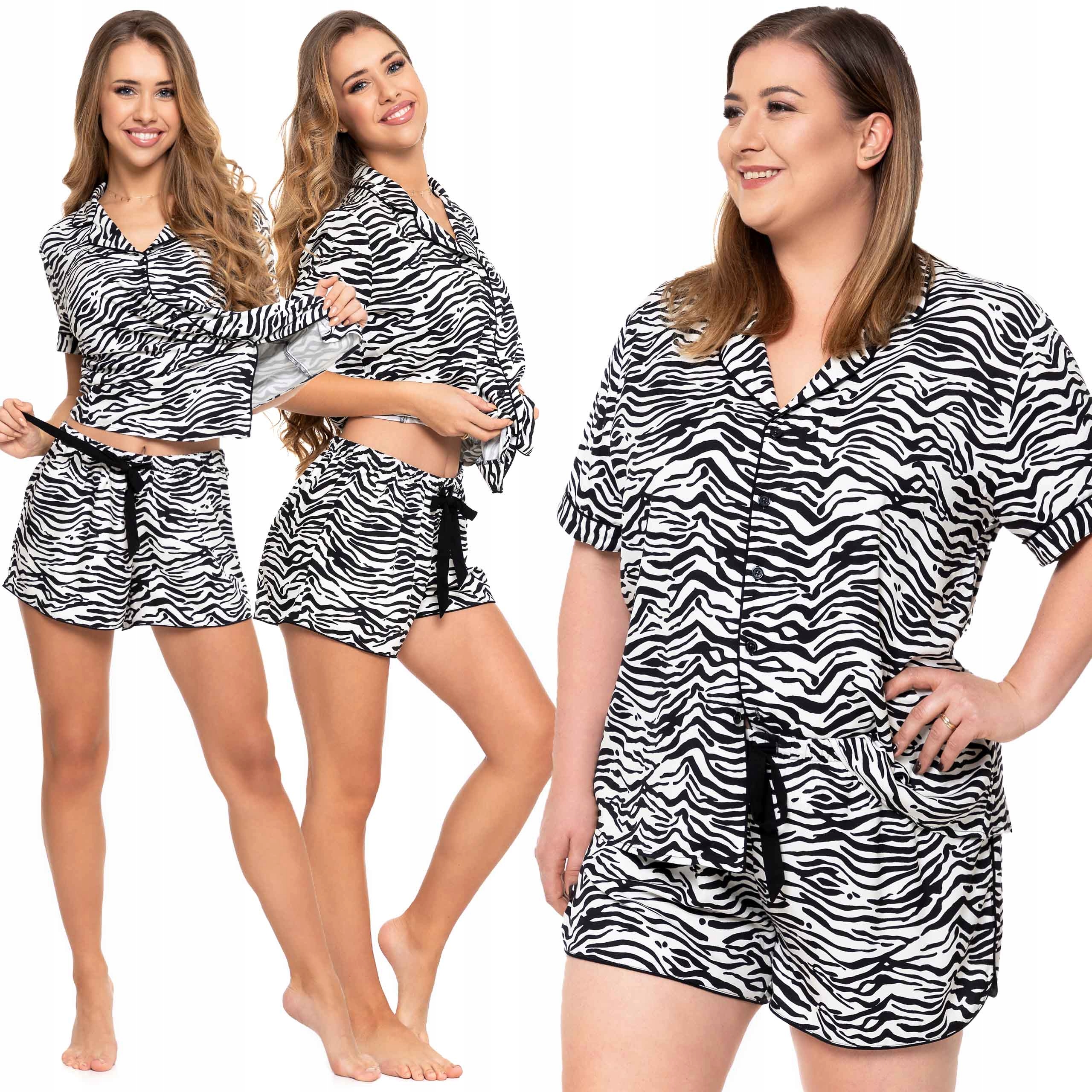 Luxusní dámské rozepínací Pyžamo s krátkým rukávem Zebra XL dárek pro ženu