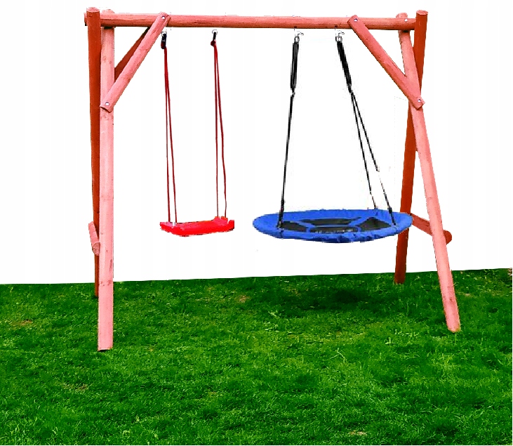 PLAC ZABAW DREWNIANY HUŚTAWKA Z BALI BOCIANIE GNIAZDO