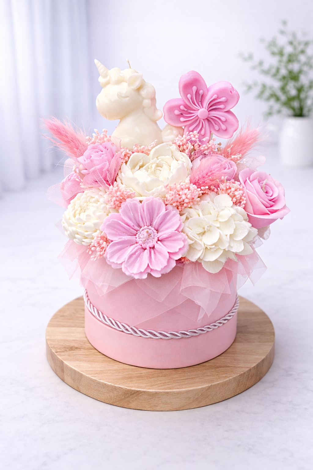 Flower Box Sójové svíčky Věčná kytice Dárek Narozeniny Jmeniny křest