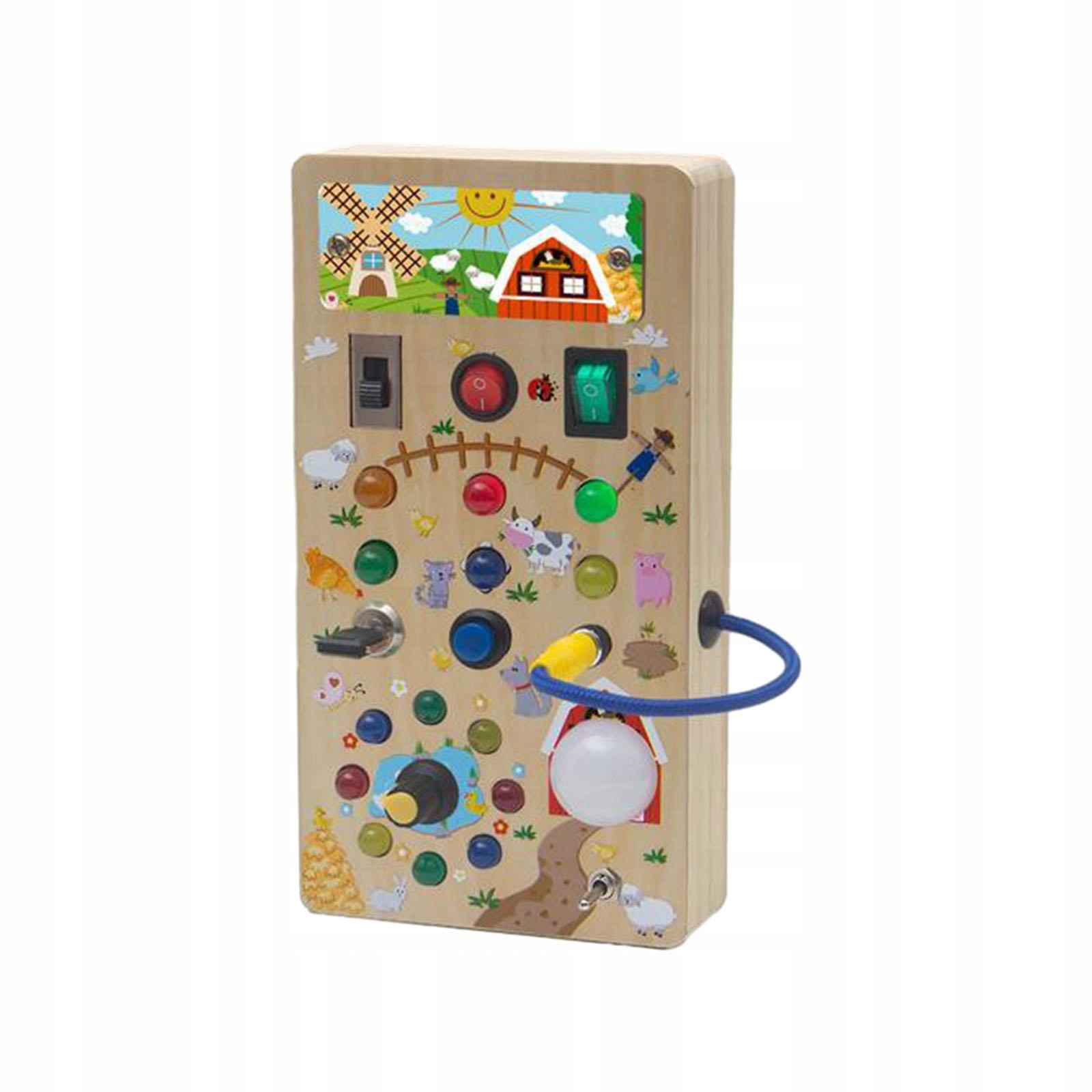 LED Switch Toy Sensory Learning Game Busy Board for Activities Farm A Wiek dziecka 18 lat +
