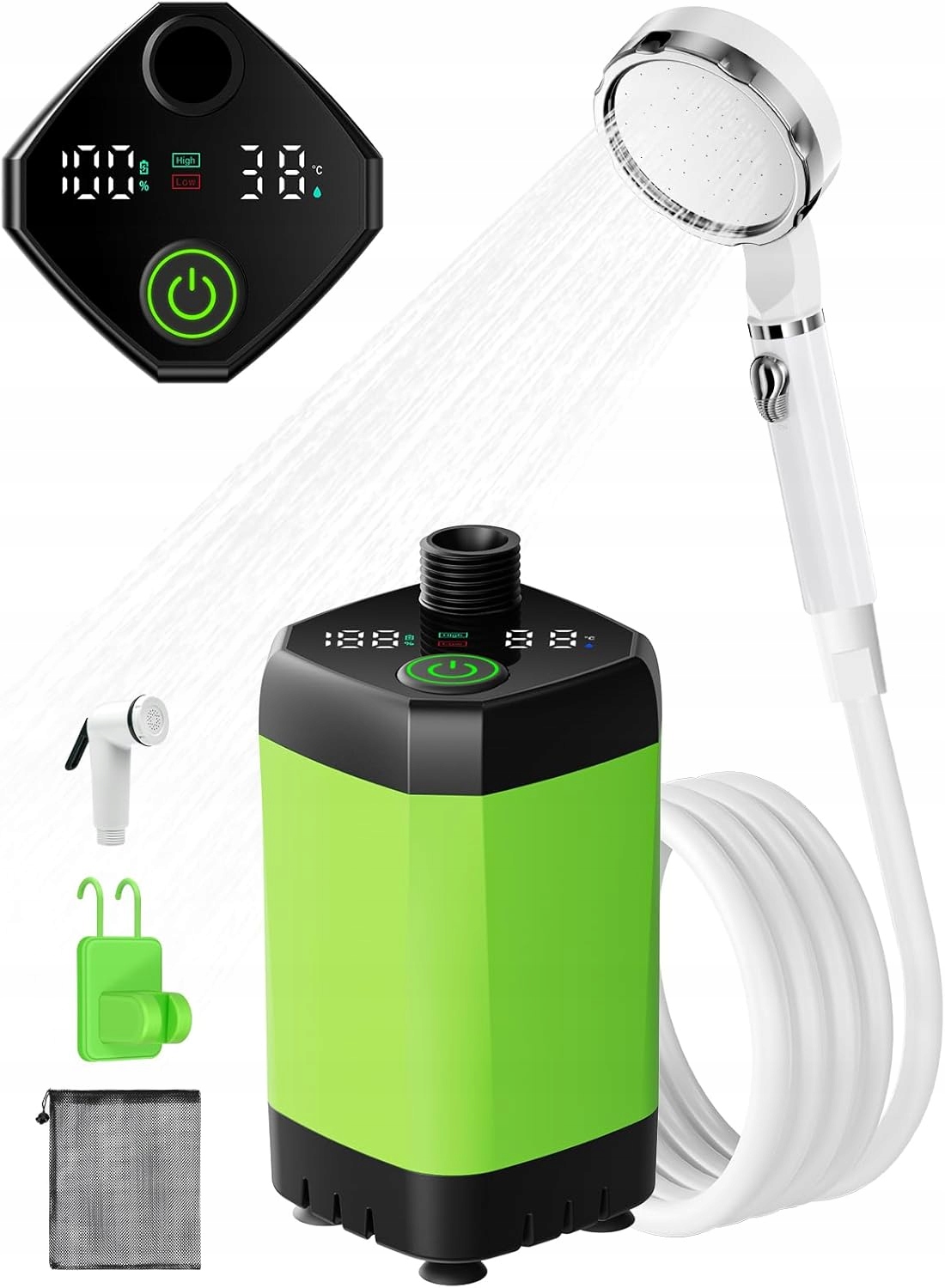 Przenośny Prysznic Kempingowy 6000mAh, Wyświetlacz Temperatury Mobilny