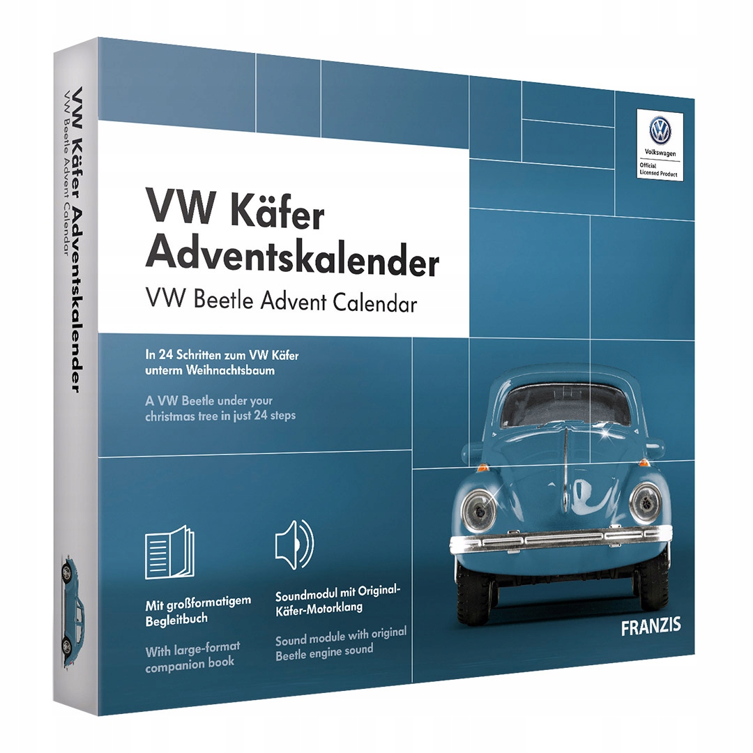 Franzis adventní kalendář Vw Brouk se zvukem modrý 1:43