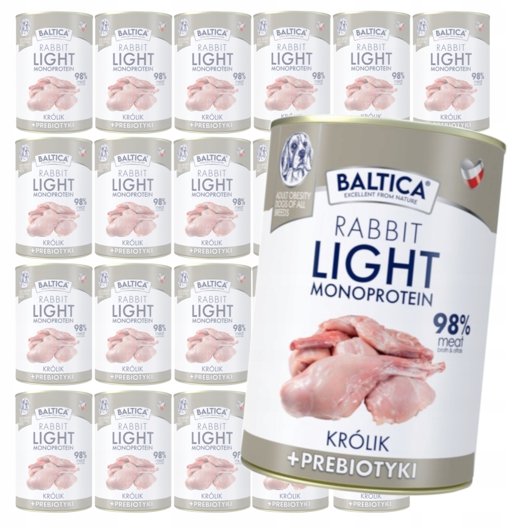 Baltica Monoprotein Light Królik 24x400g Niskokaloryczna Karma Dla Psa