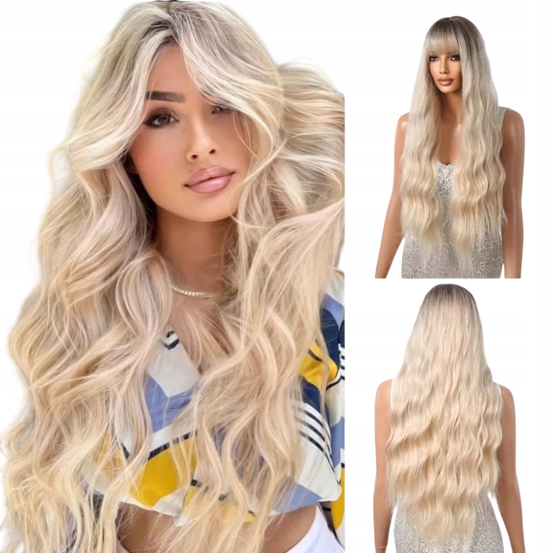 Peruka jasny blond ombre fale długie włosy peruki Jak naturalne