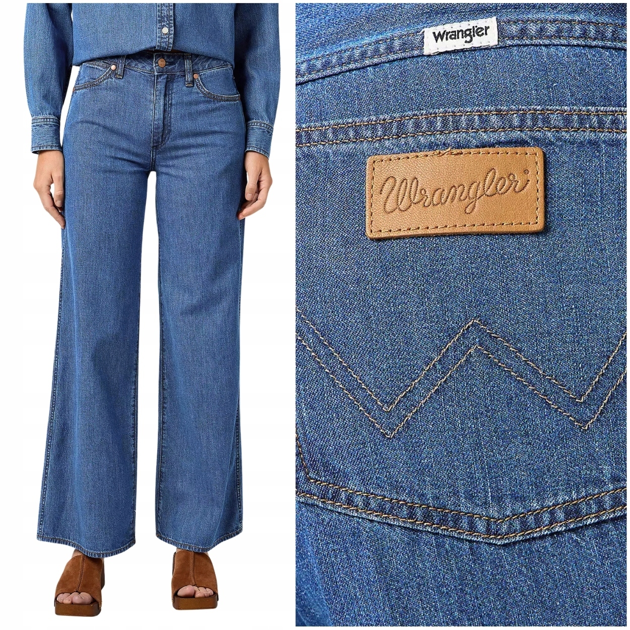 Wrangler World Wide volné široké dámské džínové kalhoty palazzo W28 L32